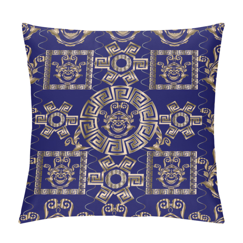 Personality  Floral Baroque Vector Seamless Pattern. Meander Greek Key Pillow Covers