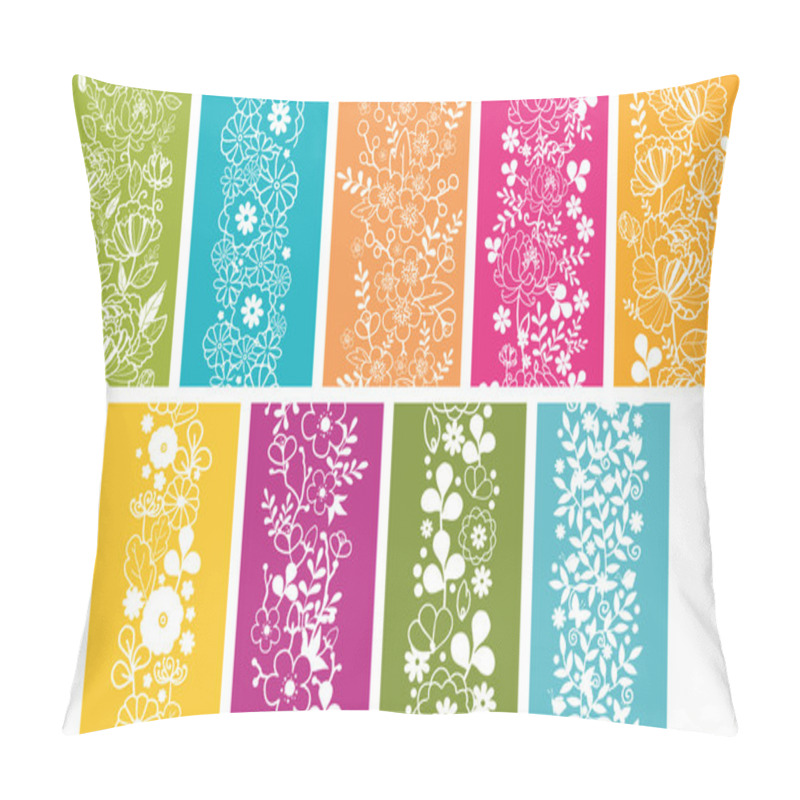 Personality  Set Of Nine Spring Flowers Vertical Seamless Patterns Borders Pillow Covers