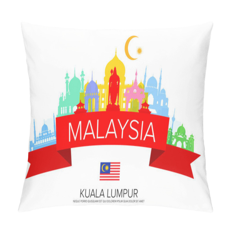 Personality  Malaysia Travel Landmarks And Flag.  Pillow Covers