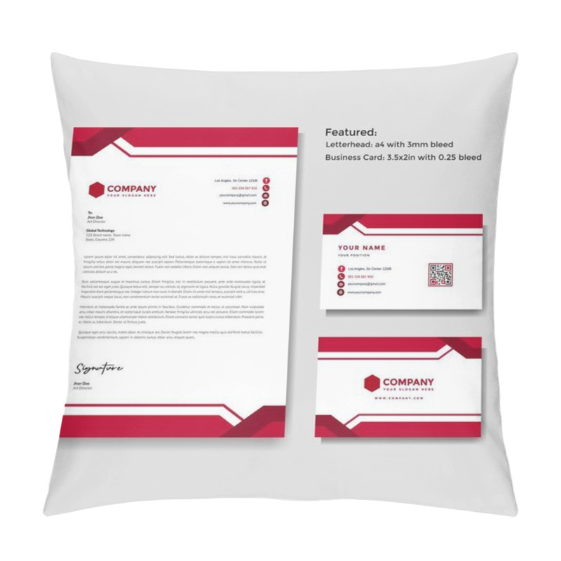 Personality  Professional Creative Letterhead And Business Card Vector Template Pillow Covers