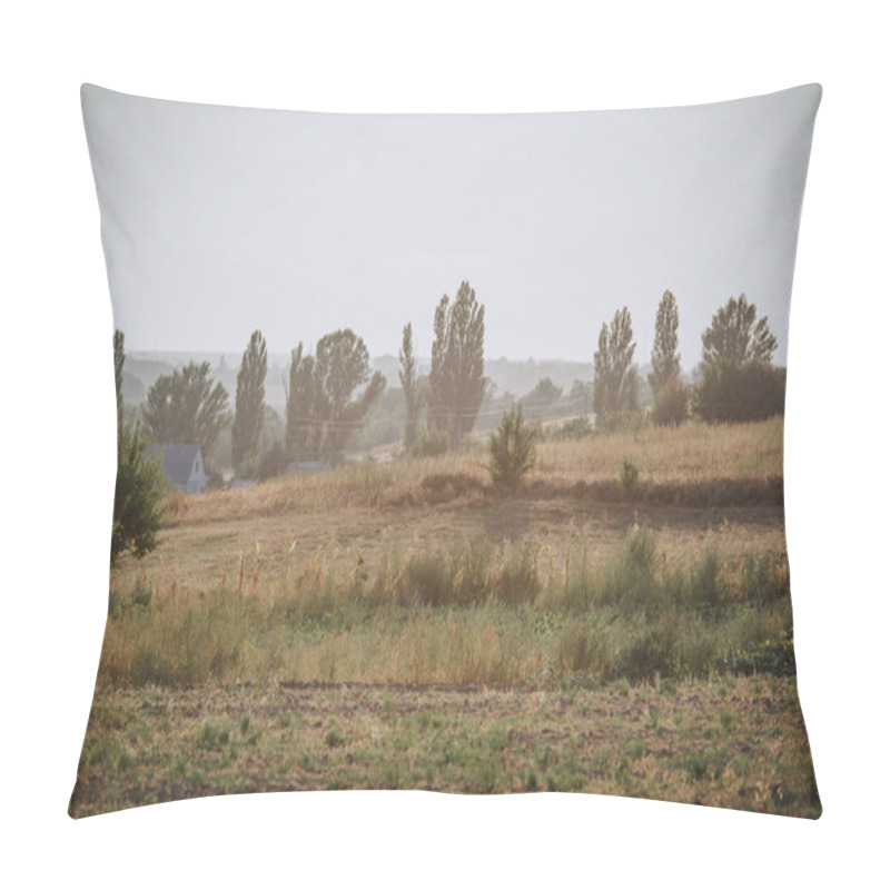 Personality  Rural Scene With Meadow And Trees In Countryside  Pillow Covers