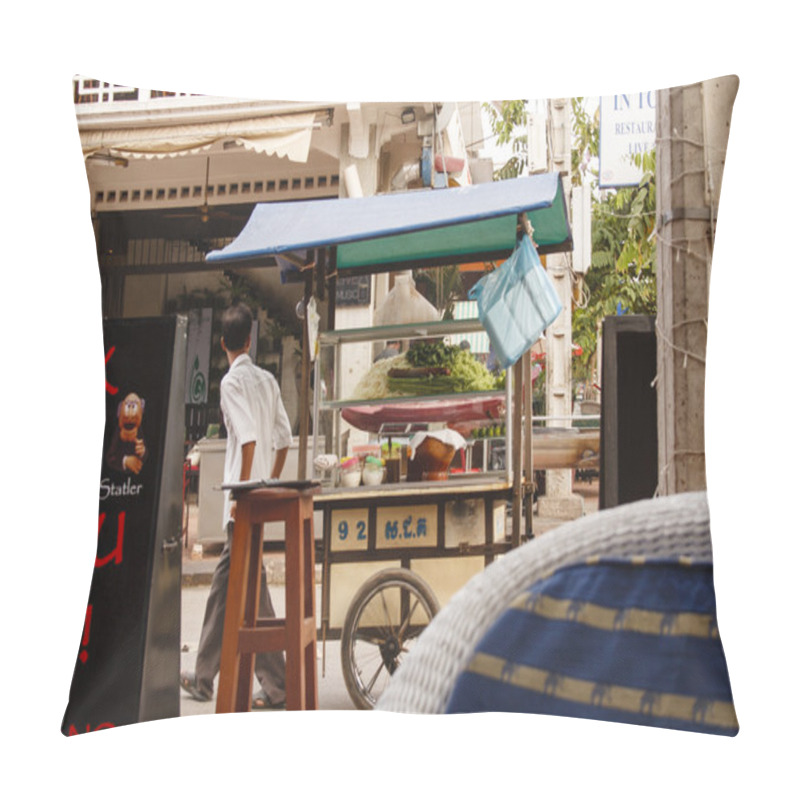 Personality  Cambodian Man Sells Food On A Street Pillow Covers