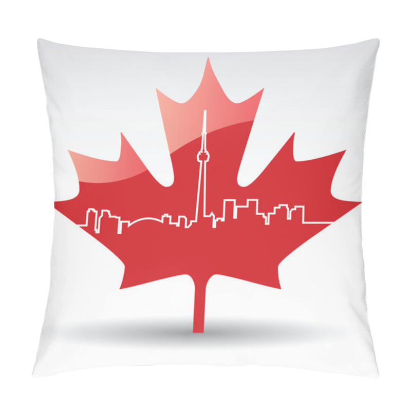 Personality  Vector Cityscape Of Toronto On A Maple Leaf Pillow Covers