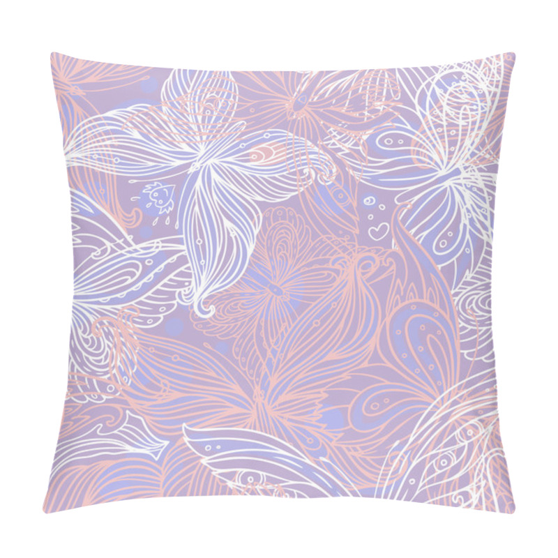 Personality  Background With Butterflies And Flowers Pillow Covers