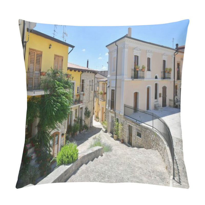 Personality  A Narrow Street Between The Old Houses Of Pietrelcina A Village In The Province Of Benevento, Italy. Pillow Covers