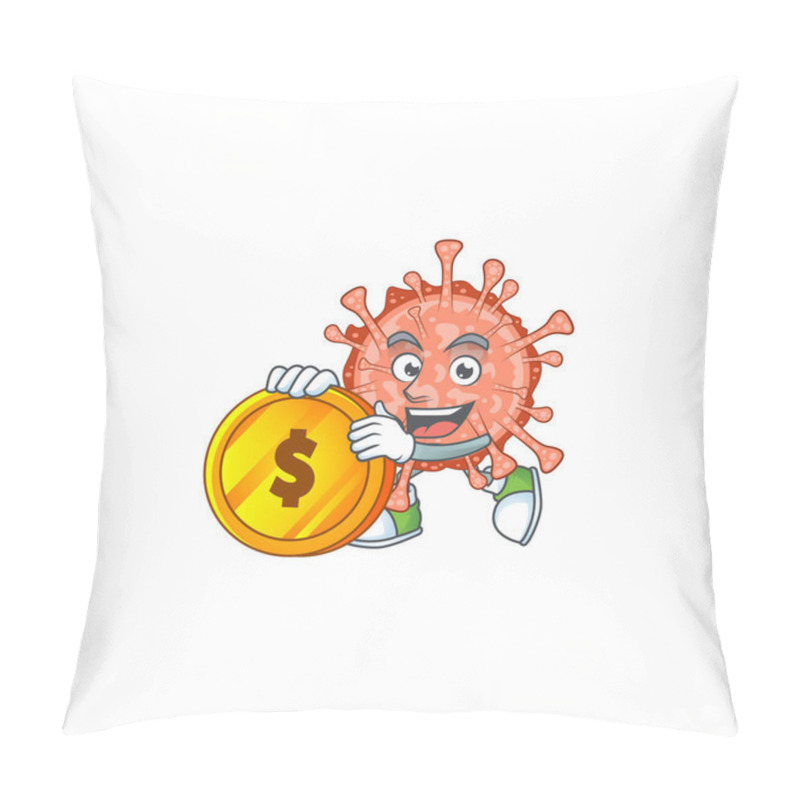 Personality  Mascot Cartoon Character Style Of Bulbul Coronavirus Showing One Finger Gesture Pillow Covers