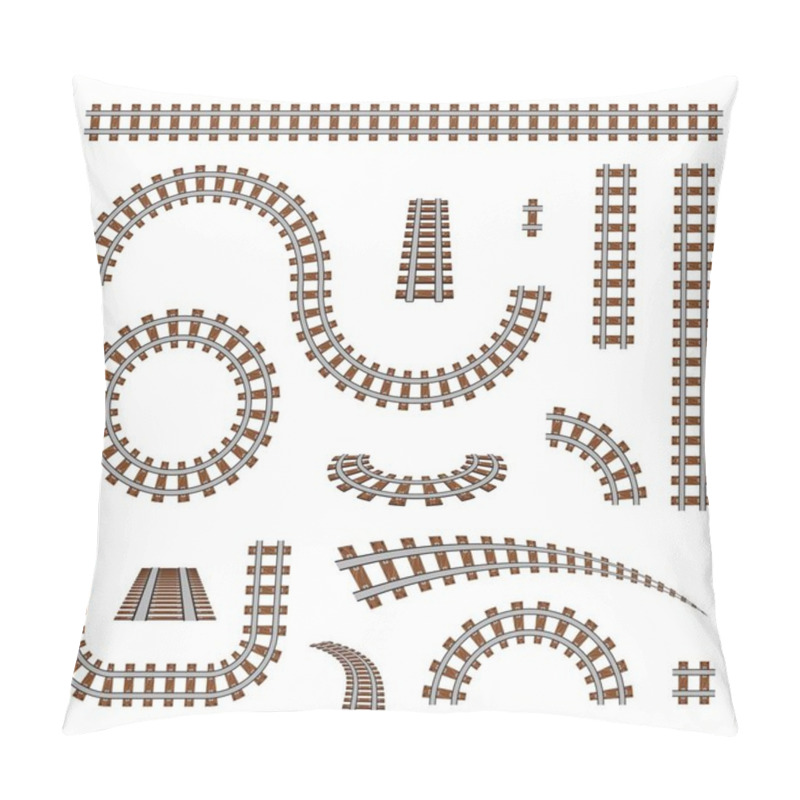 Personality  Creative Vector Illustration Of Curved Railroad Isolated On Background. Straight Tracks Art Design. Own Railway Siding. Transportation Rail Road. Abstract Concept Graphic Element Pillow Covers