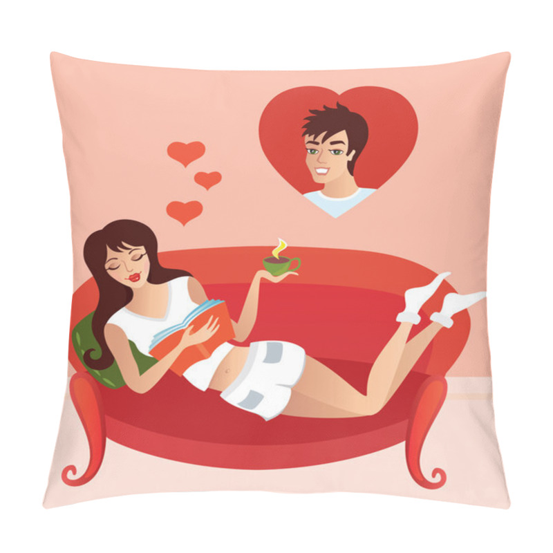 Personality  Girl In Love Vector Pillow Covers