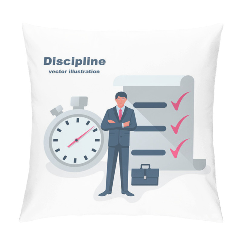 Personality  Self Discipline Concept. All Deal And Tasks Are Completed Pillow Covers