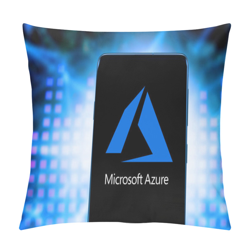 Personality  Smart Phone With The Microsoft Azure Logo, Is A Cloud Service Offered As A Service And Hosted In Microsoft Data Centers. United States, California January 21, 2020 Pillow Covers