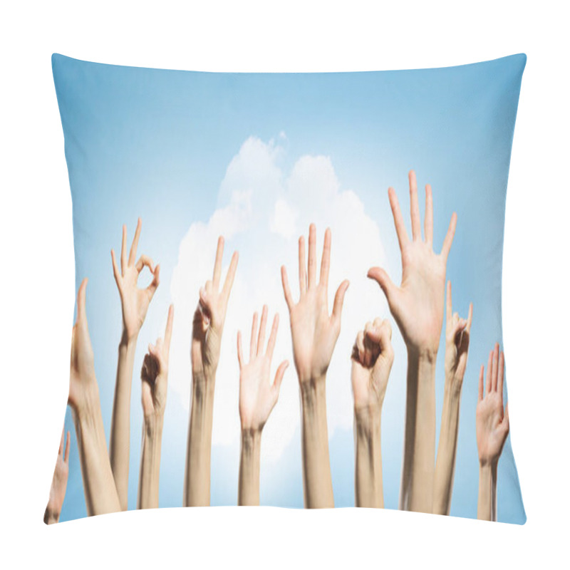 Personality  Group Of People Rise Hands Pillow Covers