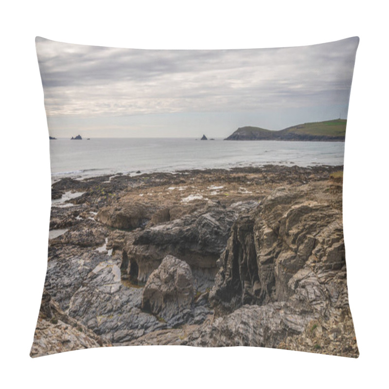 Personality  The Rocks And The Beach In Treyarnon Bay, Cornwall, England, UK Pillow Covers