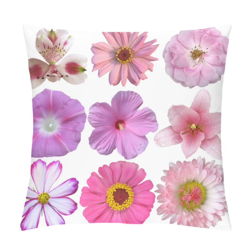 Personality  Collection Of Pink  Flowers Isolated On White  Pillow Covers