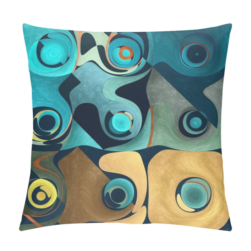 Personality  Abstract Geometrical Background. Pattern With Optical Illusion. Tile Art. Aqua Menthe. Pillow Covers