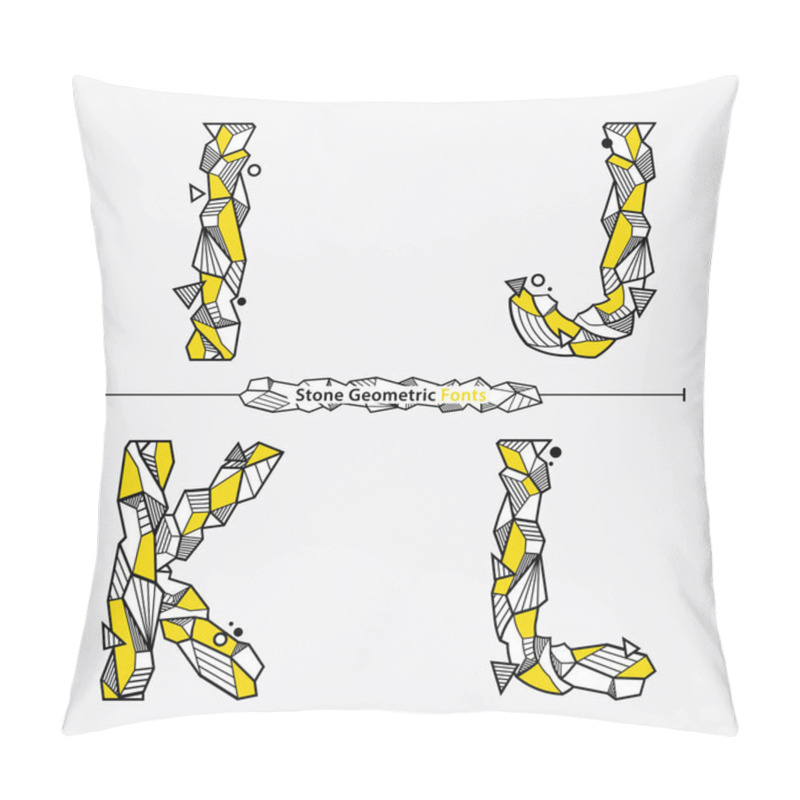 Personality  Vector Graphic Alphabet In A Set I,J,K,L, With Neo Memphis Geometric Rock Stone Fonts Style Pillow Covers