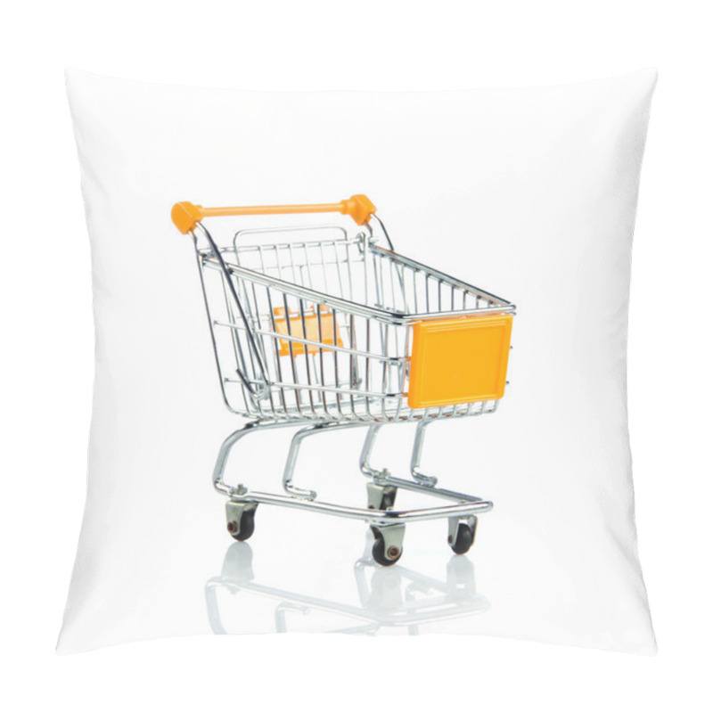 Personality  Shopping Trollly Isolated On White Background Pillow Covers