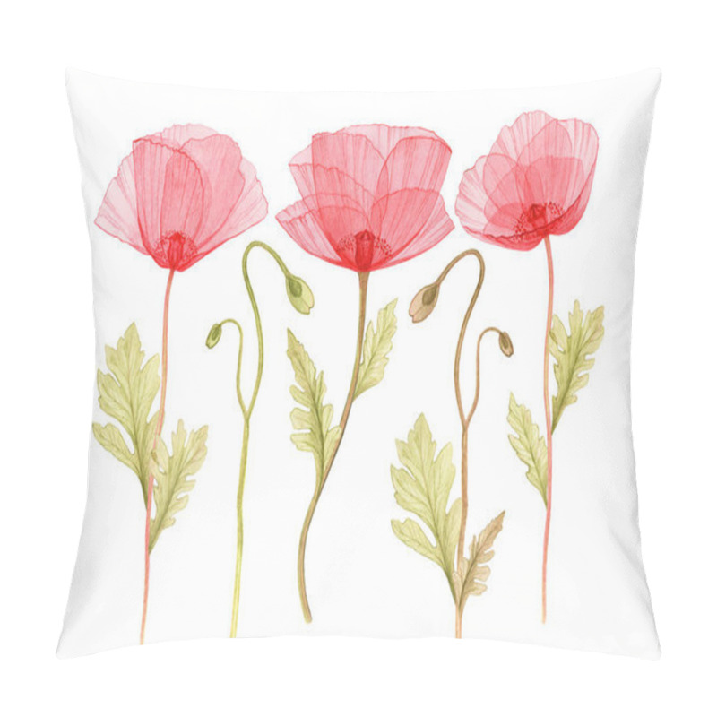 Personality  Set Of Poppy Flowers Pillow Covers