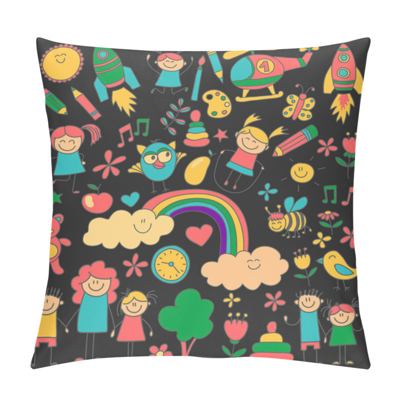 Personality  Vector Set Of Kindergarten Images Pillow Covers