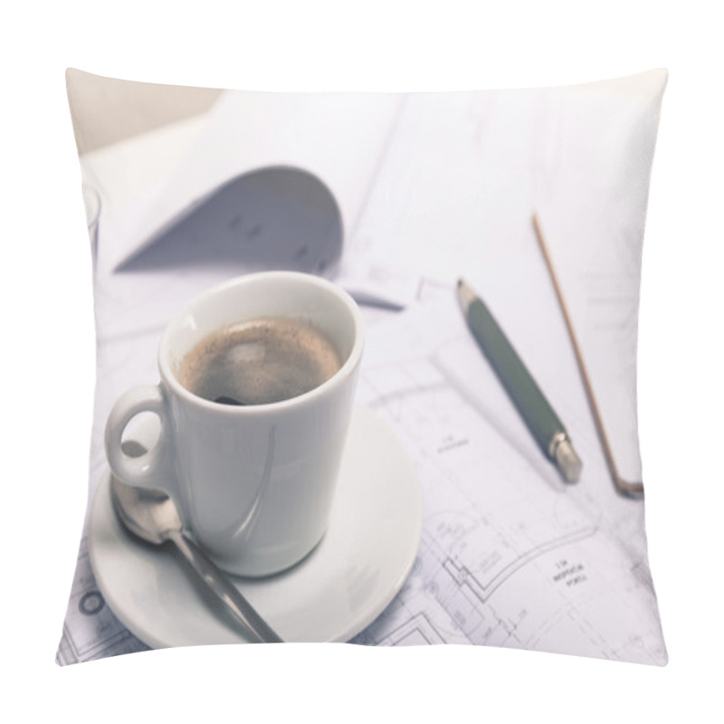 Personality  Coffee Break At The Architect's Desktop Pillow Covers