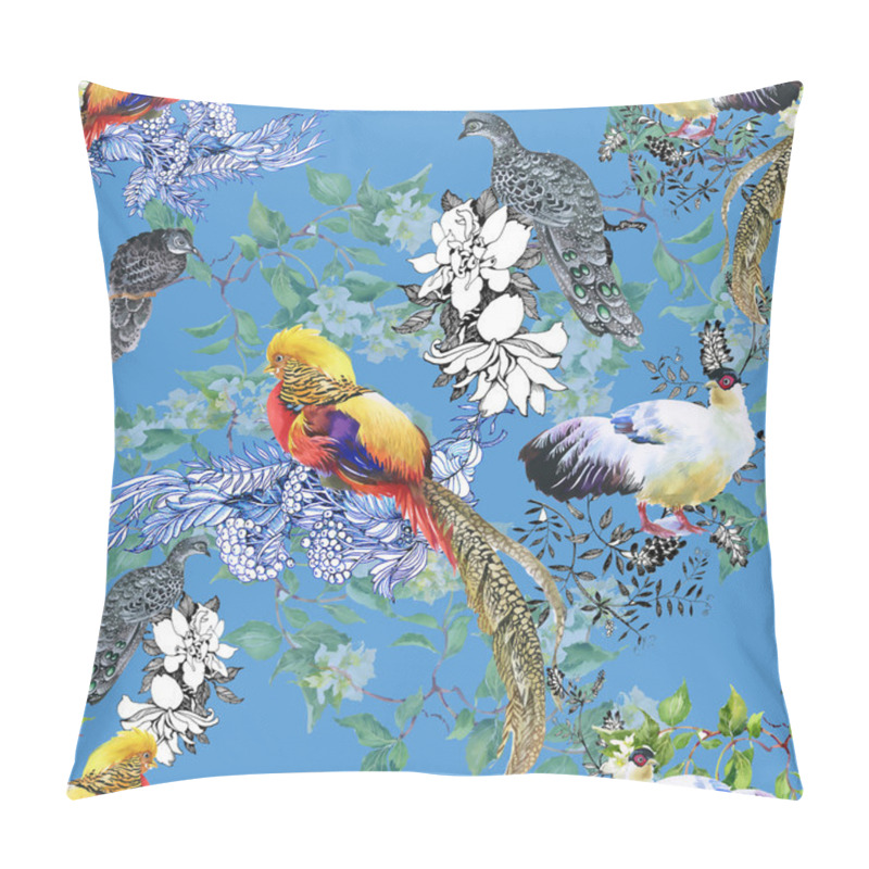 Personality  Floral Seamless Pattern With Birds Pillow Covers