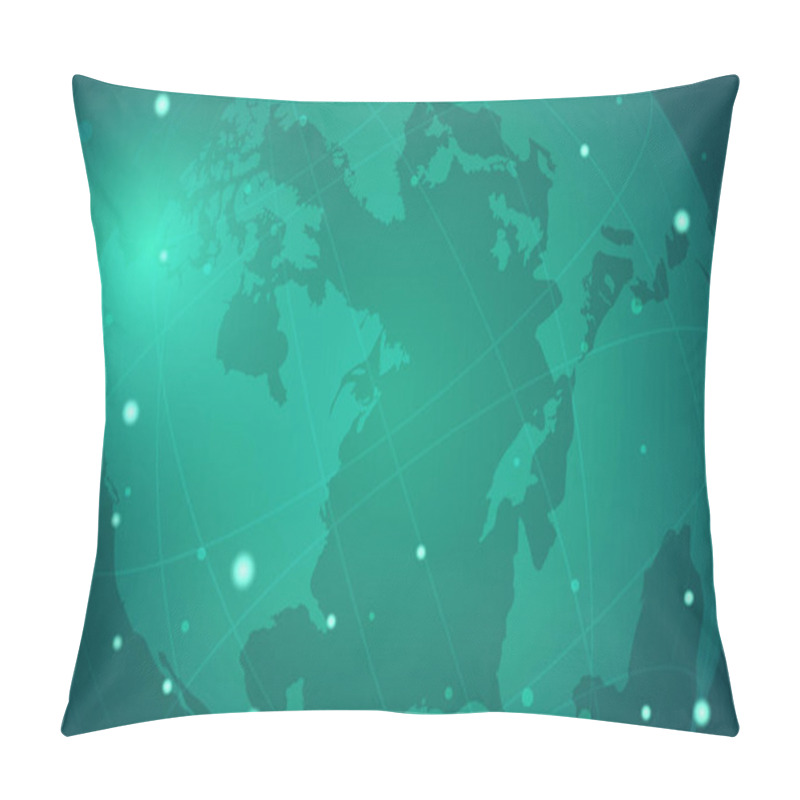 Personality  Worldwide Connection Green Background Illustration Vector Pillow Covers