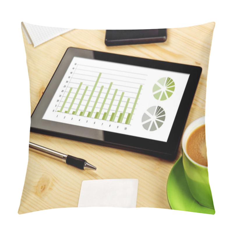 Personality  Business Analysis, Digital Tablet With Financial Charts Pillow Covers