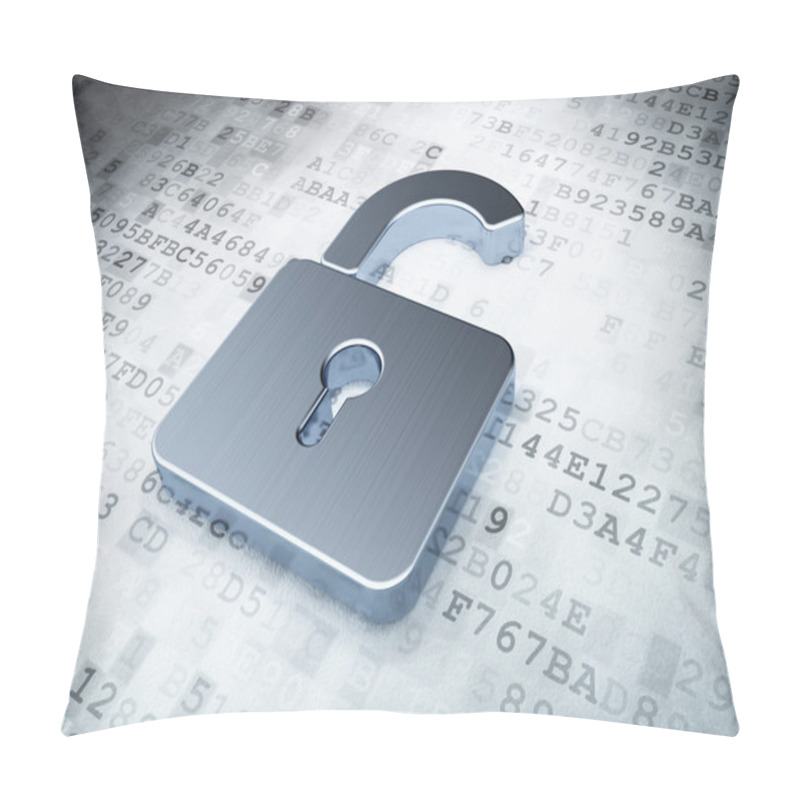 Personality  Silver Opened Padlock On Digital Background Pillow Covers