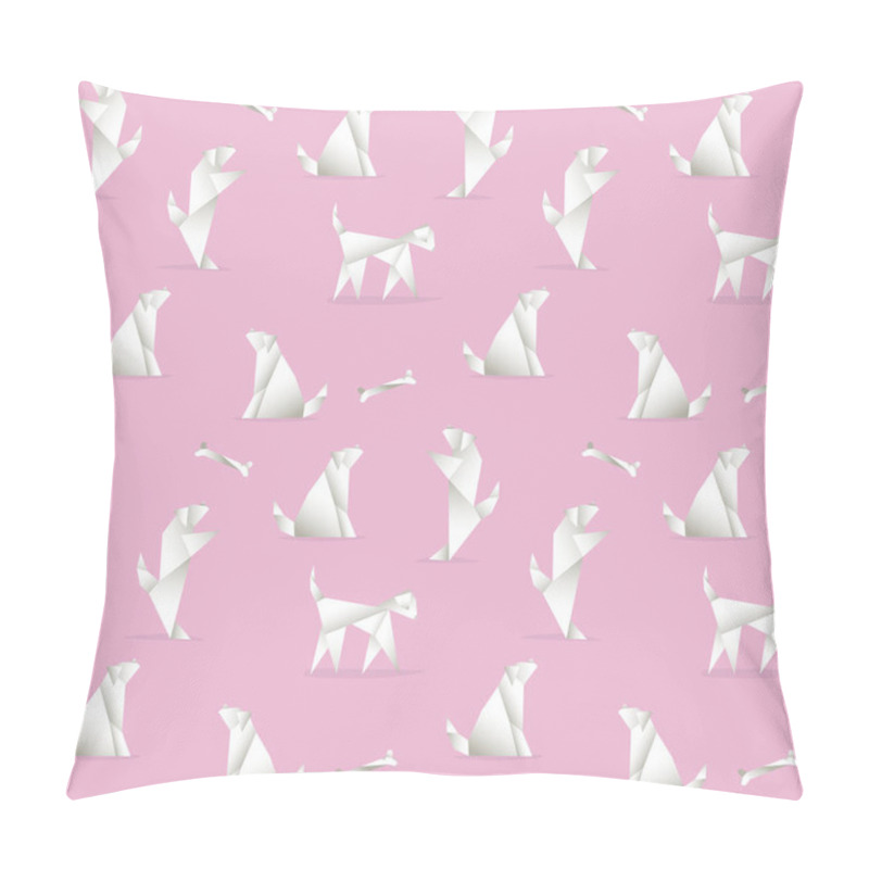 Personality  Seamless Pattern With Dogs, Made In The Style Of Origami. Pillow Covers