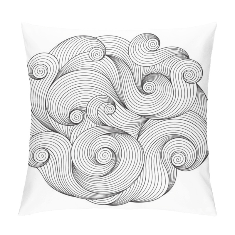 Personality  Black And White Circle Wave Ornament, Ornamental Round Lace Desi Pillow Covers