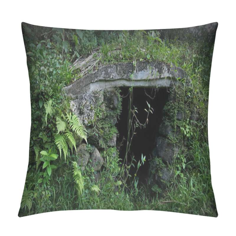 Personality  Man Made Cave Covered In Deep Green Moss. Pillow Covers