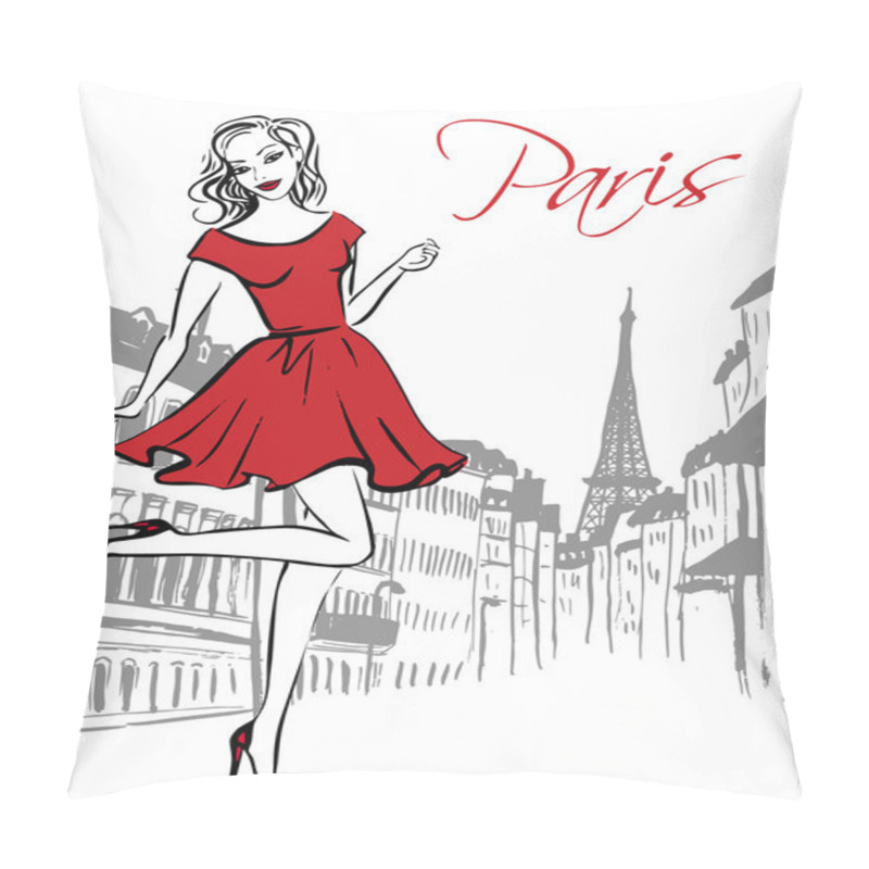 Personality  Woman Walking In Paris Pillow Covers