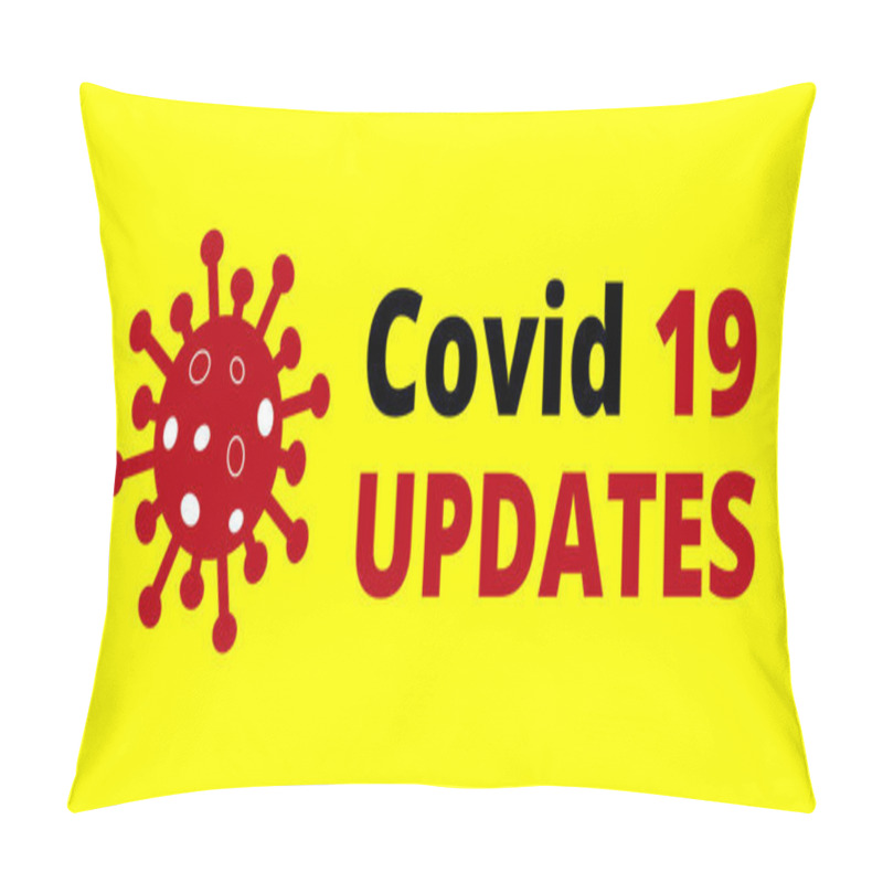 Personality  Covid 19 Updates On Yellow Background. Novel Coronavirus Covid 19 NCoV - Vector Pillow Covers