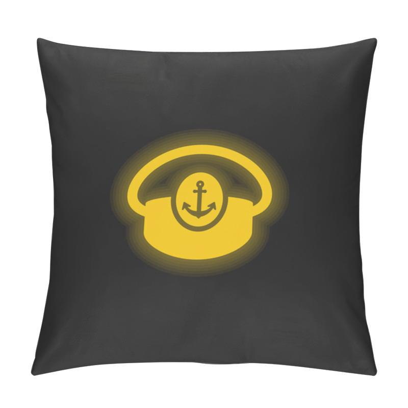 Personality  Boat Captain Hat Yellow Glowing Neon Icon Pillow Covers