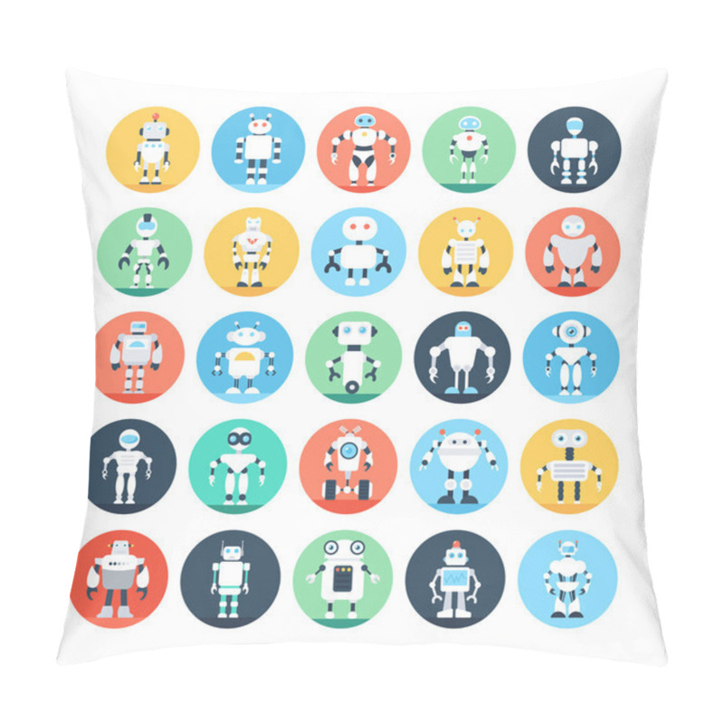 Personality  Robots, Robotics Vector Icons 4 Pillow Covers