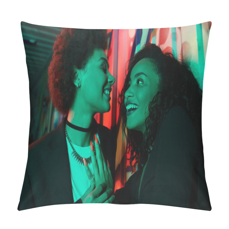 Personality  Two Friends Laugh And Connect In A Lively, Artistic Environment Full Of Color And Energy. Pillow Covers