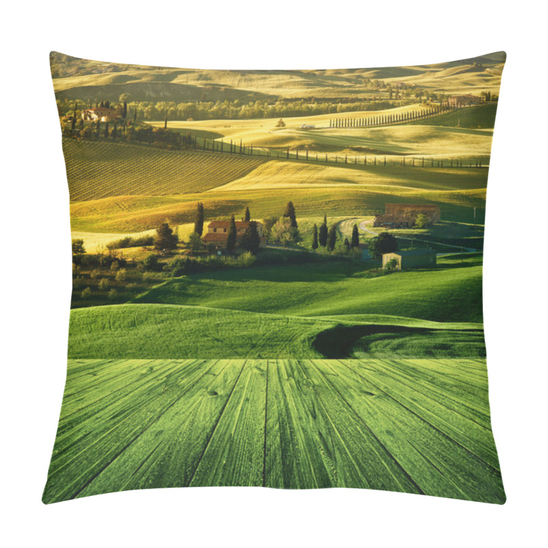 Personality  Landscape In Tuscany With Wood Floor Pillow Covers