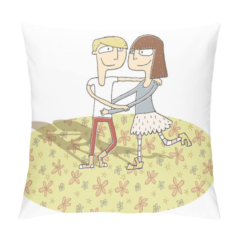 Personality  Small Vignette Illustration Of A Dancing Couple In Love Pillow Covers