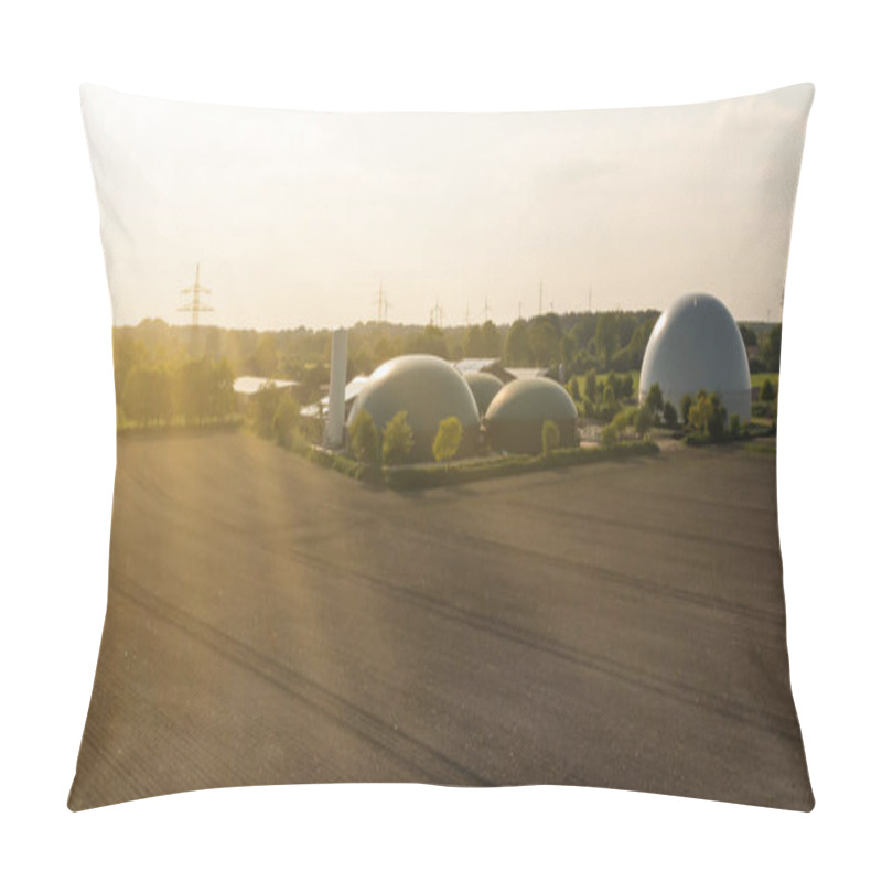 Personality  Biogas Plant From The Air Perspective Taken With A Drone Pillow Covers