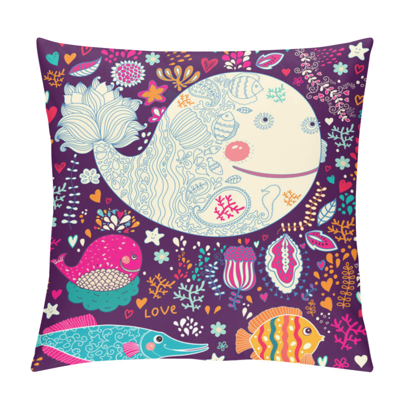 Personality  Vector Illustration With Whales Pillow Covers