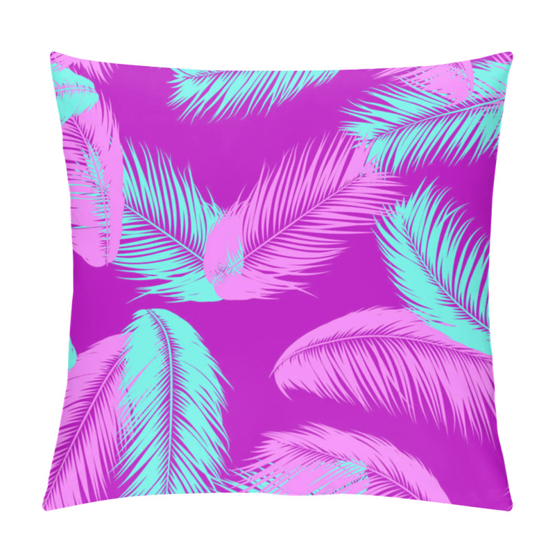 Personality  Tropical Palm Tree Leaves. Vector Seamless Pattern. Simple Silhouette Coconut Leaf Sketch. Summer Floral Background. Jungle Foliage. Trendy Wallpaper Of Exotic Palm Tree Leaves For Textile Design. Pillow Covers