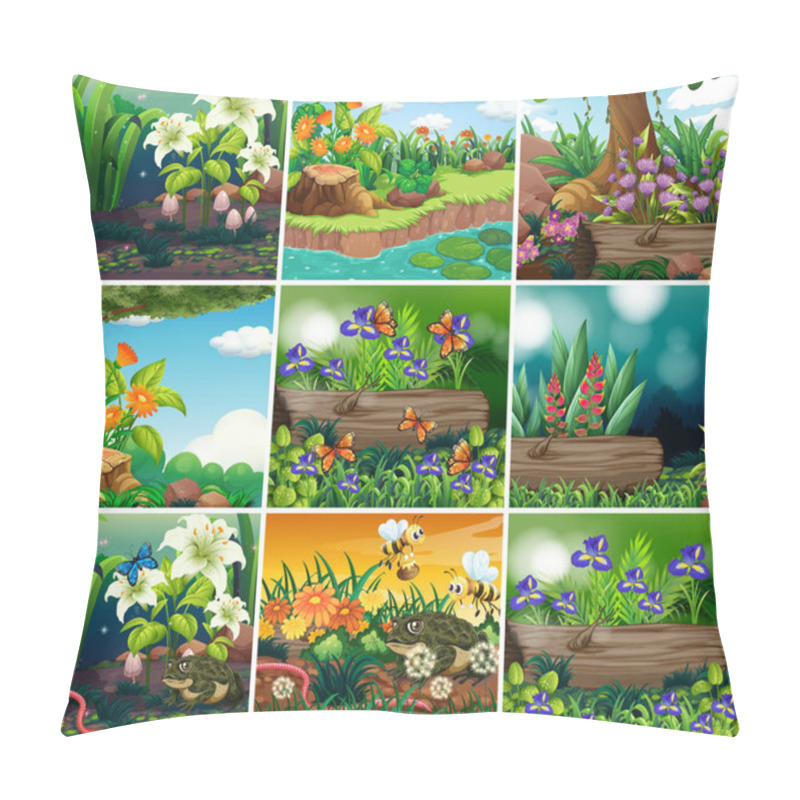 Personality  Set Of Background Scene With Nature Theme Pillow Covers