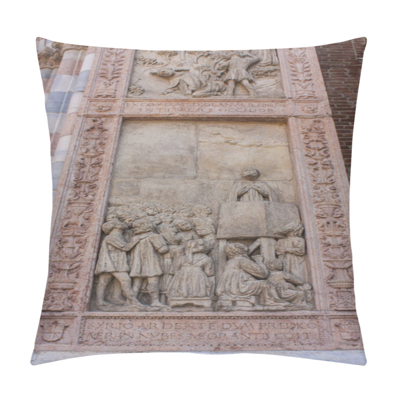 Personality  Fragment Of The Church Of Santa Anastasia (1290-1471) In Verona (UNESCO World Heritage Site), Veneto, Italy  Pillow Covers