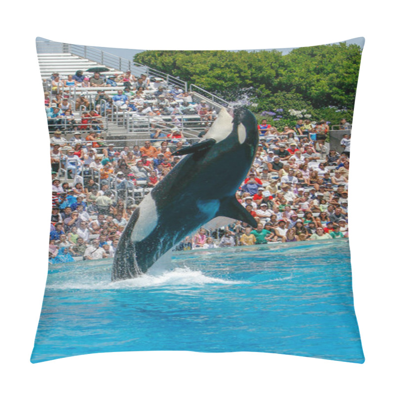 Personality  San Diego, CA/USA. June 25, 2007. Killer Whales Show In Sea World,. Sea World Is An Animal Theme Park, Oceanarium, And Marine Mammal Park. Pillow Covers