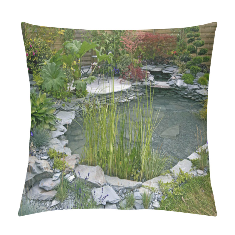 Personality    Interesting Water Feature With Pond, Rough Loose Rockery  Pillow Covers