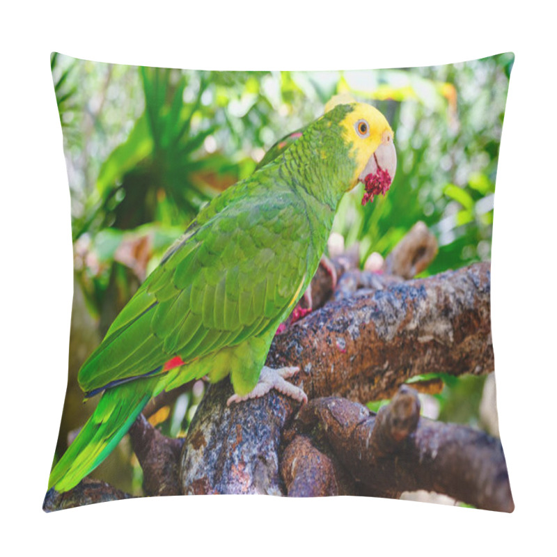 Personality  Yellow Headed Parrot Perched On A Tree Pillow Covers