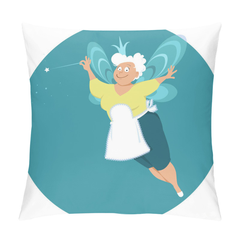 Personality  Modern Fairy Godmother Or Grandma With Wings And Magic Wand, EPS 8 Vector Illustration Pillow Covers