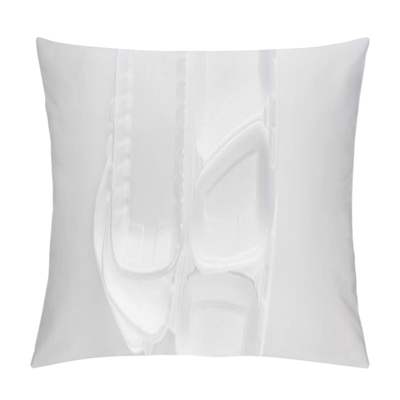 Personality  Panoramic Shot Of Empty Eco Packages On White Background  Pillow Covers