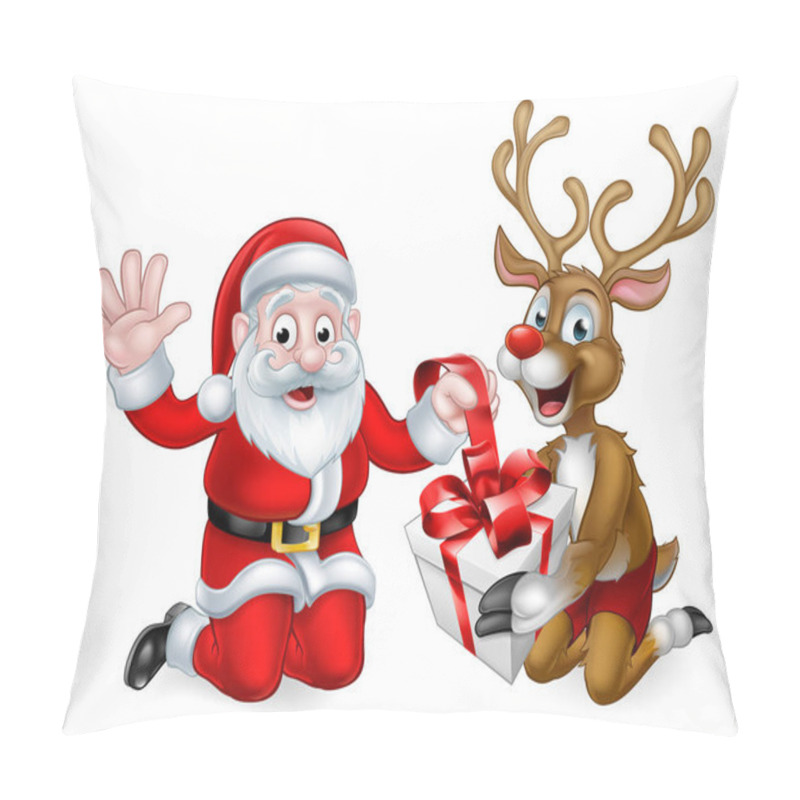 Personality  Santa And Reindeer With Christmas Gift Pillow Covers