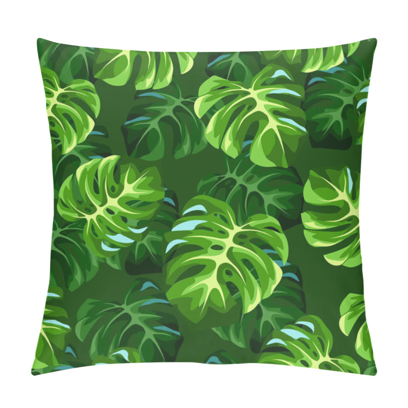 Personality  Vector Tropical Seamless Pattern With Green Monstera Leaves. Pillow Covers