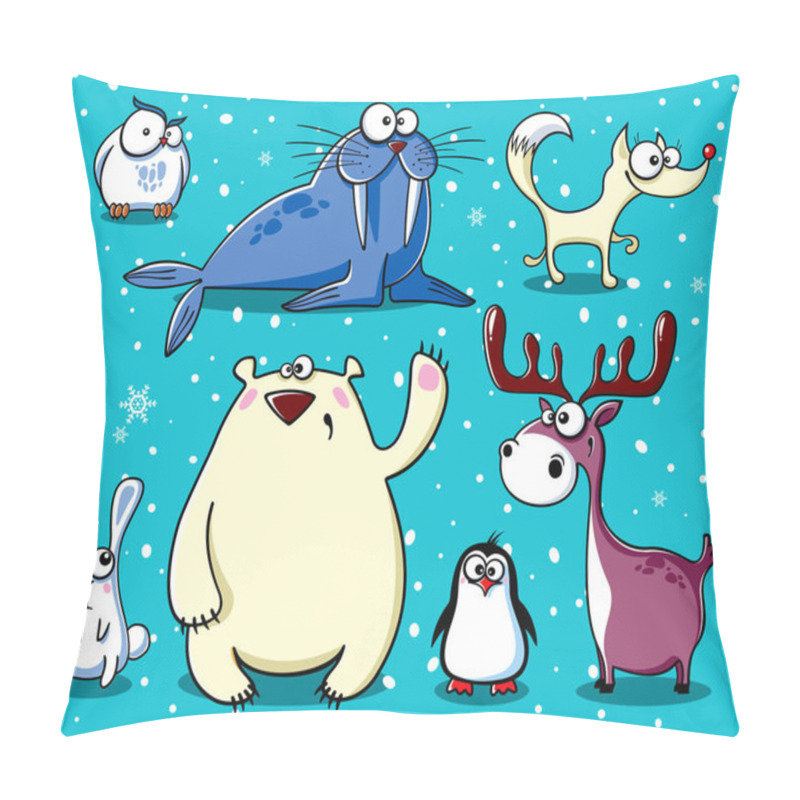 Personality  Set Of Isolated Funny Cartoon Polar Animals Pillow Covers